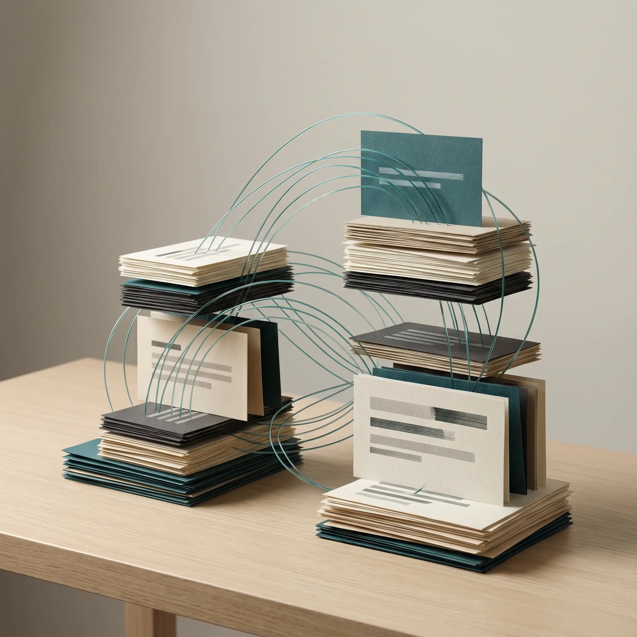 Layered index cards representing model conversation turns